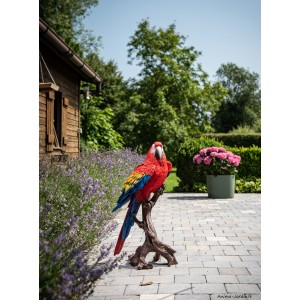 Perroquet rouge XXL, H.68 cm, animal en résine, décoration extérieure