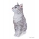 Chat gris tigré, H.36 cm, animal en résine, décoration extérieure