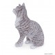 Chat gris tigré, H.36 cm, animal en résine, décoration extérieure