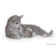 Maman chat avec son chaton, gris, L.35 cm, animal en résine, décoration extérieure