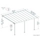 Pergola adossée, Sierra Large grise, Aluminium