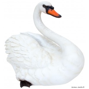 Grand cygne, L.35 cm, animal en résine, décoration extérieure