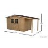 Abri de jardin en bois 28 mm, 9,49 m², avec bûcher, Foresta