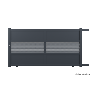 Portail coulissant 3,6 m, Aluminium, Moderne, Léo