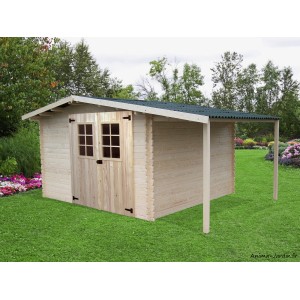 Abri de jardin en bois 28 mm, 13,53 m², avec bûcher, Foresta