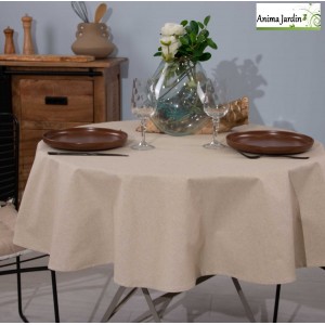 Nappe de table extérieur ronde, Palace Lino beige