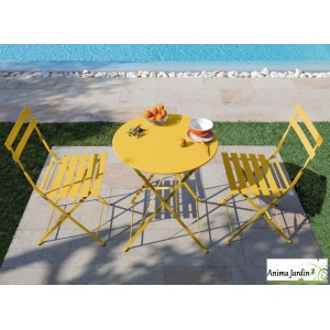 Set table + 2 chaises Cuba pliant, Acier