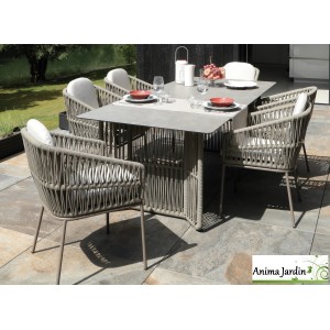 Table de jardin Iris, 220 cm, 8 personnes, aluminium / Cordes