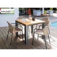 Table de jardin Torino, 100x100 cm, 4 personnes