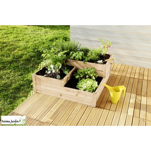 Carré potager en bois, 3 niveaux Milos Naturel, carré de jardin