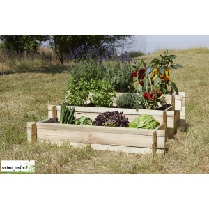 Carré potager en bois, 3 niveaux Lipsi Naturel, Carré de jardin