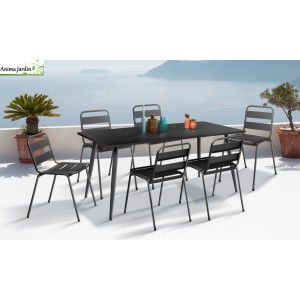 Lot de 6 chaises de jardin en acier Gris anthracite