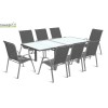 Table de jardin extensible en Verre trempé gris, 8 personnes