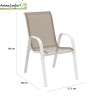 Lot de 6 chaises de jardin Giulia en métal Blanc/Beige