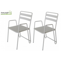 Lot de 2 chaises de jardin en métal blanc, Delorm