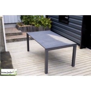 Table de jardin extensible en aluminium gris anthracite Cassis, 8 places, Delorm