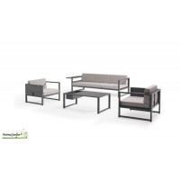 Salon de jardin Sun en aluminium gris, 5 places, Delorm