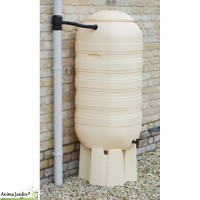 Récupérateur d'eau de pluie forme colonne beige, 250 L