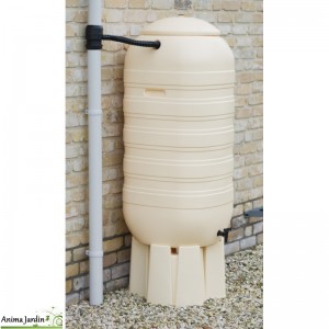 Récupérateur d'eau forme colonne beige, 250 L