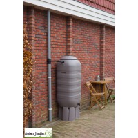 Récupérateur d'eau de pluie forme colonne taupe, 250 L