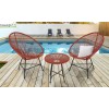 Salon de jardin œuf Ibiza en cordage terracotta, 2 personnes