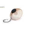 Lampe solaire filaire métal effet rotin, diam.30 cm, Suspension extérieure Lucia