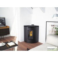 Poêle à pellets/granulés d'angle en acier à air frontal 9,8 kW, Lerida