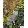 Chat Gris assis 30cm en résine, déco de jardin, Riviera, achat, animal