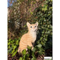 Chat roux assis 30cm en résine, déco de jardin, Riviera, achat, animal