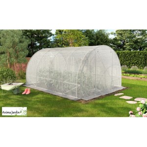 Serre tunnel de jardin blanche 12 m², 4 saisons, 130 gr/m²