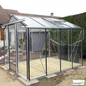 Serre de jardin Essentia 2,36 en aluminium et verre trempé, Brut ou laqué