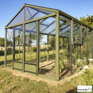 Serre de jardin Supra 3,15 en aluminium et verre trempé, Brut ou laqué