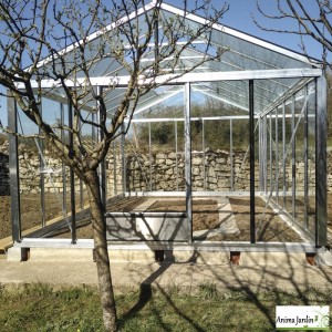 Serre de jardin Supra 3,80 en aluminium et verre trempé, Brut ou laqué