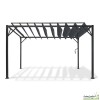 Pergola en acier gris 4x3 m, 4 stores, Lames orientables, Venice