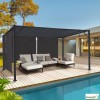 Pergola en acier gris 4x3 m, 4 stores, Lames orientables, Venice