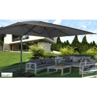 Parasol gris 360° rectangle 4x3 m avec housse, Sombra