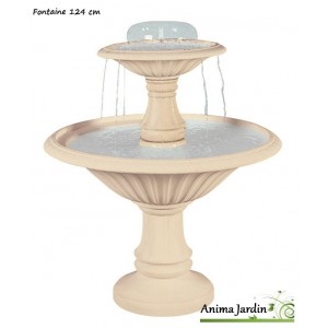 Fontaine Cascade en pierre reconstituée, 2 vasques, H 124 cm, grandon, achat/vente