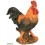 Coq Orange en résine 30 cm, figurine déco extérieur, basse cour, riviera