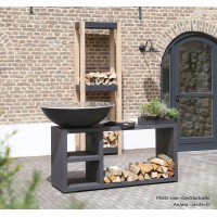 Braséro en acier noir 3 en 1, Tavolo Large, Ø.94 cm, avec meuble, Quoco