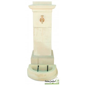 Fontaine de ville, borne, en pierre reconstituée 115cm de haut, ton vieilli, achat/vente