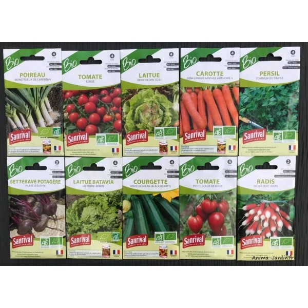 Lot 20 paquets graines légumes potager jardin ouvrier, salade, radis,  tomate, carotte, poireau, pas cher, économique : : Jardin