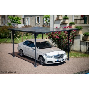 Carport, toit plat, aluminium, 14,70 m², anthracite, Habrita, achat, pas cher