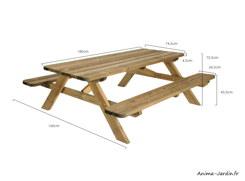 Table mangeoire sur piquet en bois hauteur 160cm