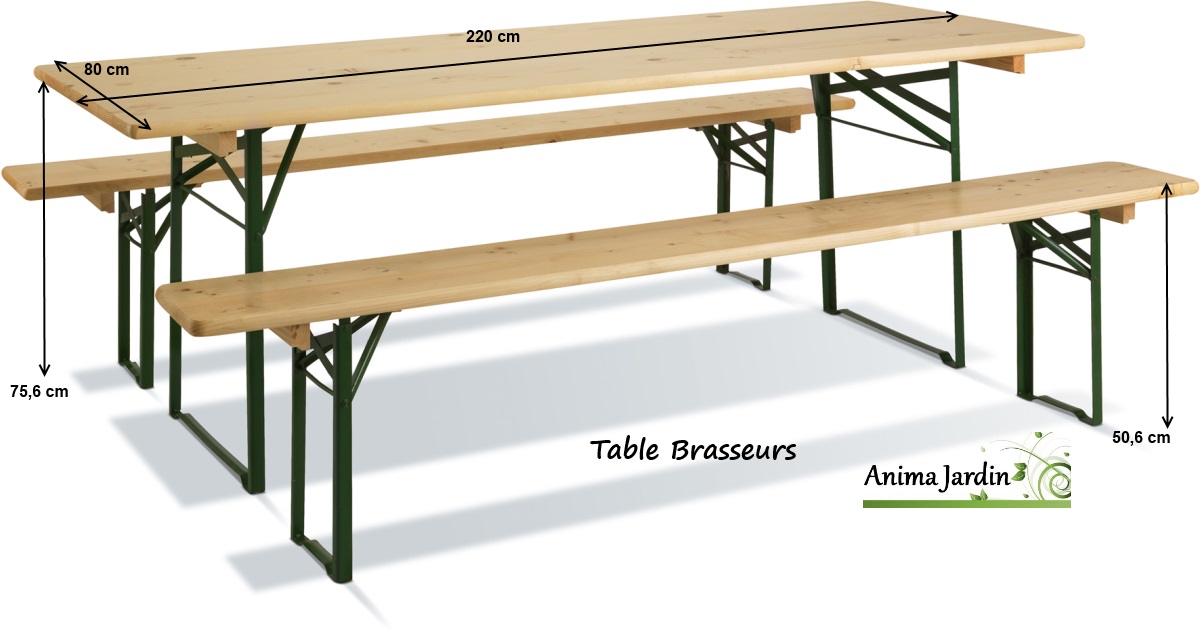 Table Banquet pliable avec bancs en bois et métal, set brasseurs