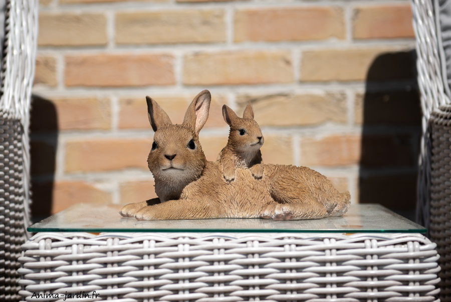 Maman lapin et son bébé, L.27 cm, décoration extérieur, Garden IDAnima-Jardin.fr