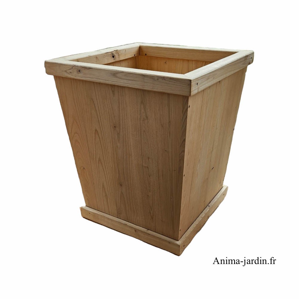 Bac évasé carré en bois-châtaignier-L.52 x 52 x H.60 cm-Le Livet-Anima-Jardin.fr