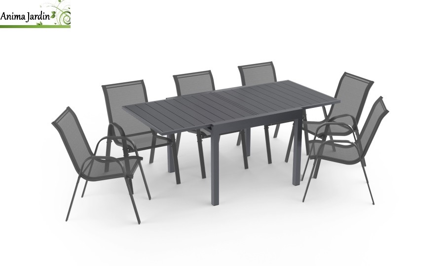 Table de jardin extensible Polywood-gris anthracite-8 personnes-Anima-Jardin.fr