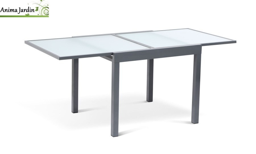 Table de jardin extensible en verre trempé gris-8 personnes-Anima-Jardin.fr