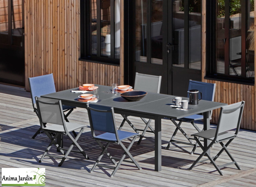 Table de jardin extensible Genes, 160/240 cm, 4 à 6 personnes, Proloisir, Anima Jardin