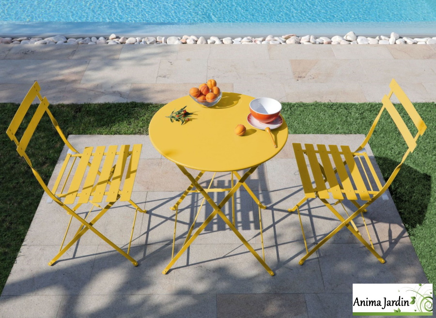 Set table = deux chaises Cuba Pliant, Acier, proloisirs, Anima Jardin